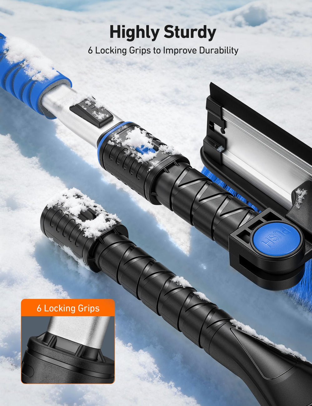 AstroAI EVA grip handle providing warm, non-slip control while scraping