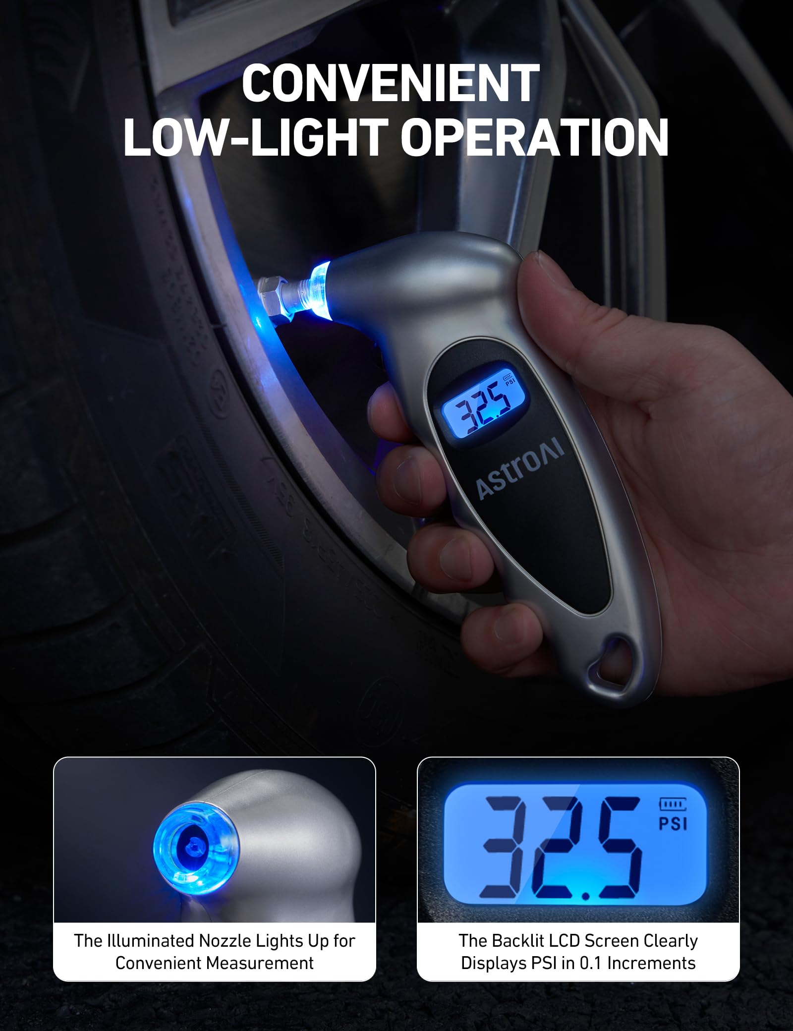 AstroAI backlit LCD showing clear readings for low-light benefit
