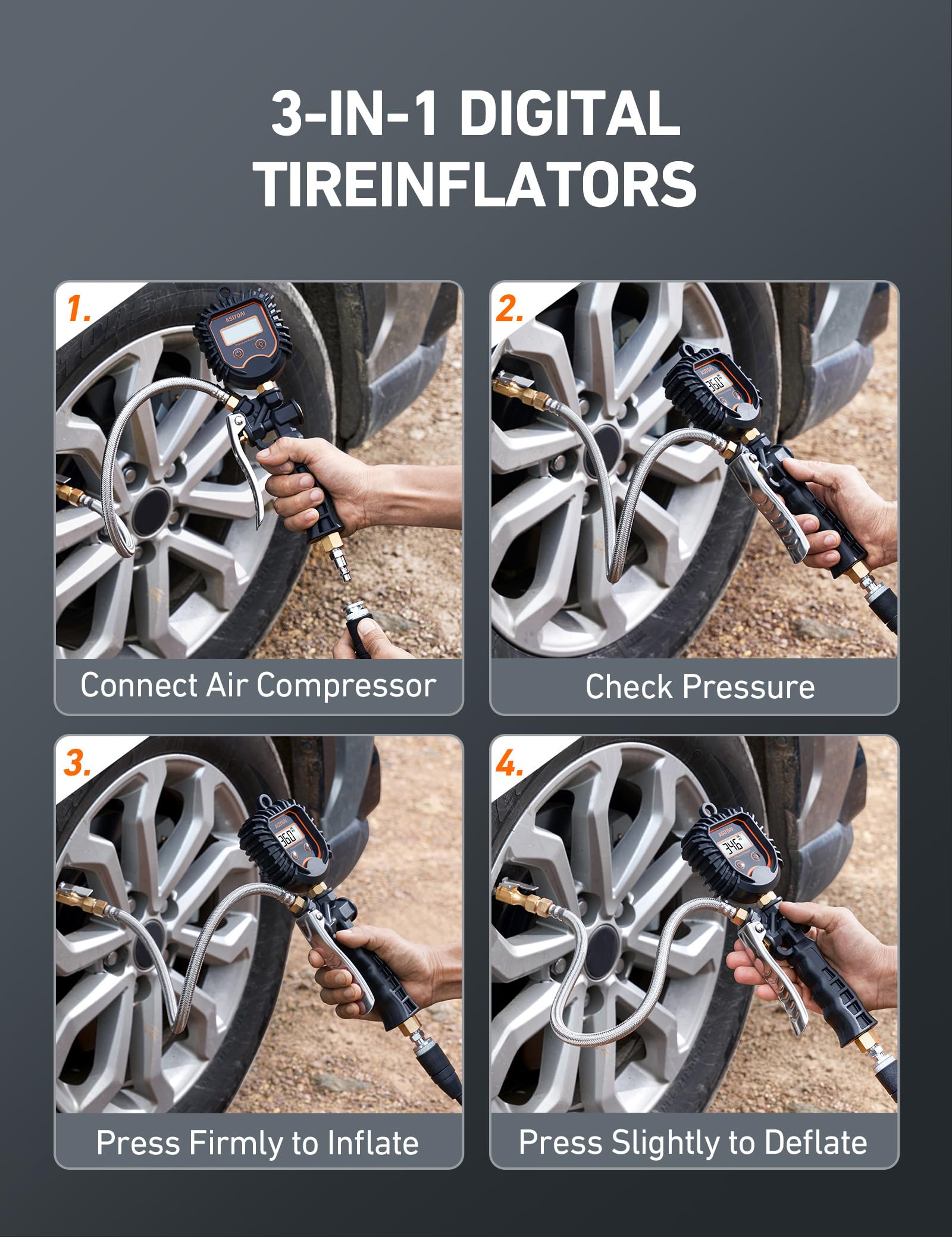 AstroAI inflator in use on an SUV at roadside for fast tire maintenance