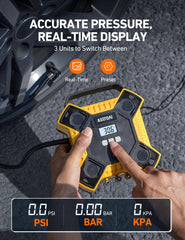 AstroAI bright LED light illuminating tire for safer night inflation