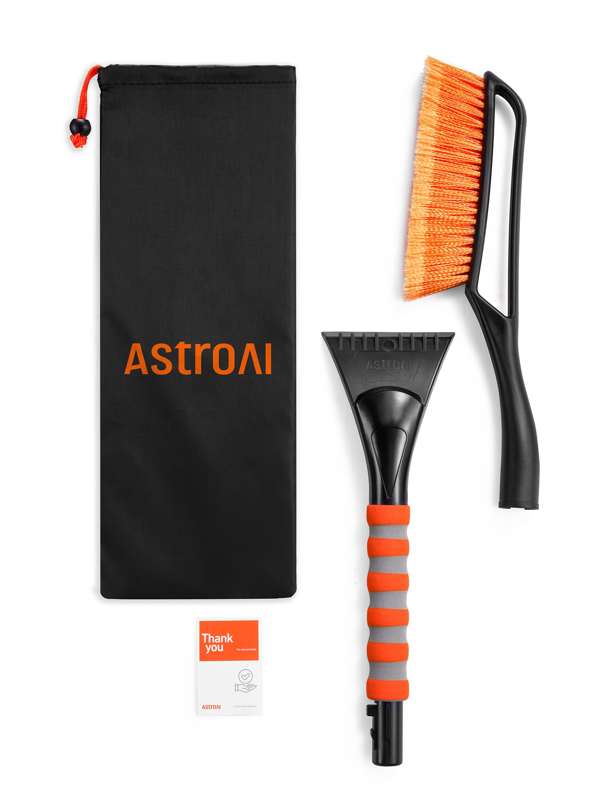 AstroAI in use on driveway clearing windshield, fast winter prep benefit