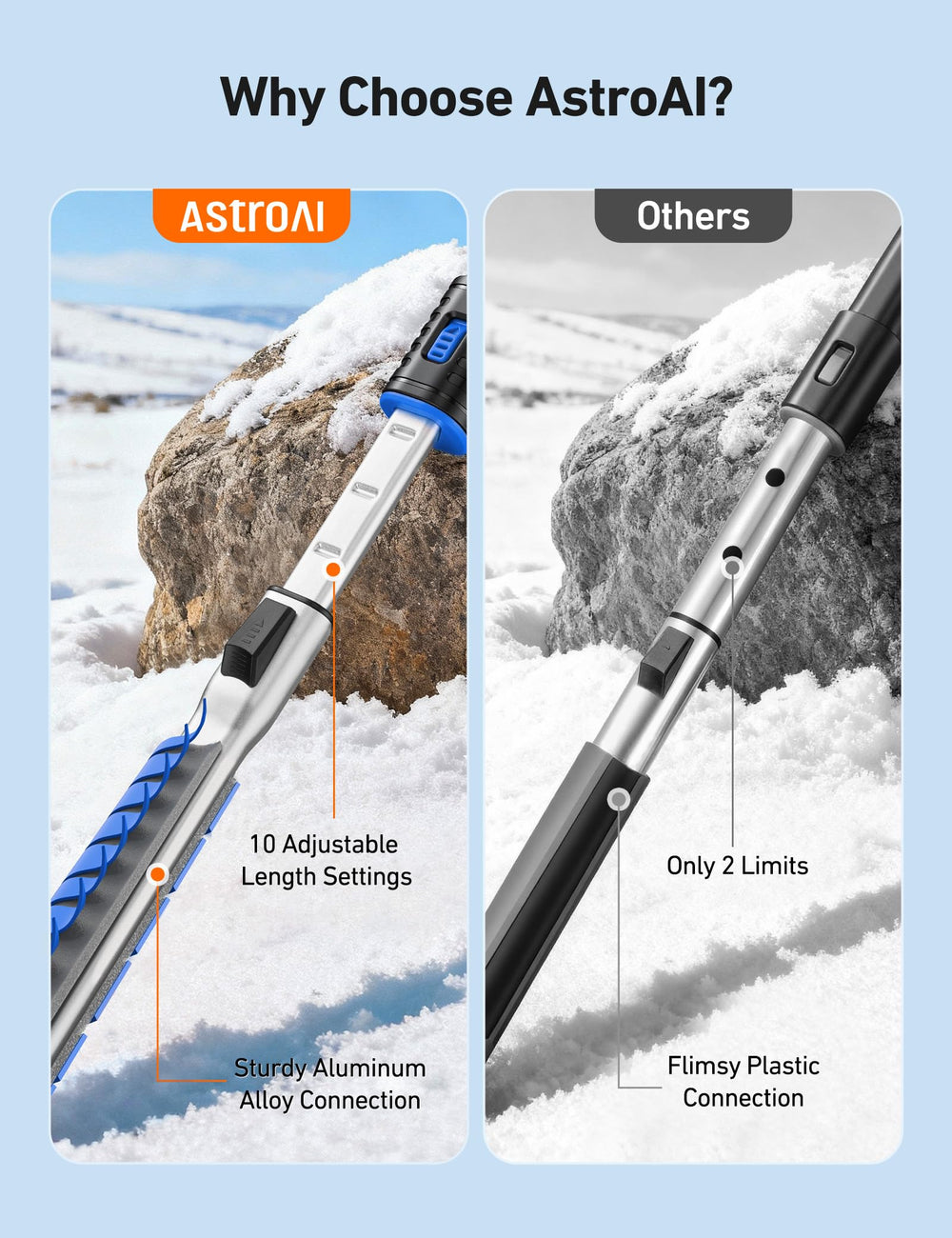 AstroAI silicone squeegee detail wiping water for streak-free glass