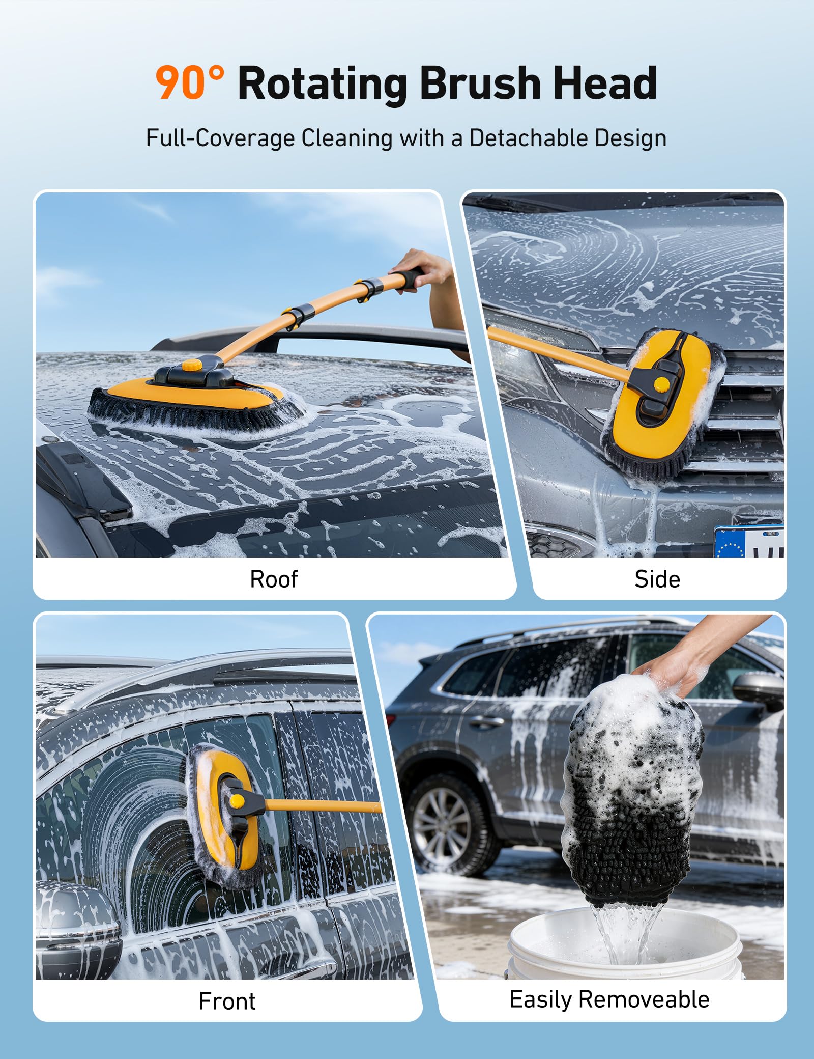 AstroAI tire brush with microfiber towel for wheel and dry finishing