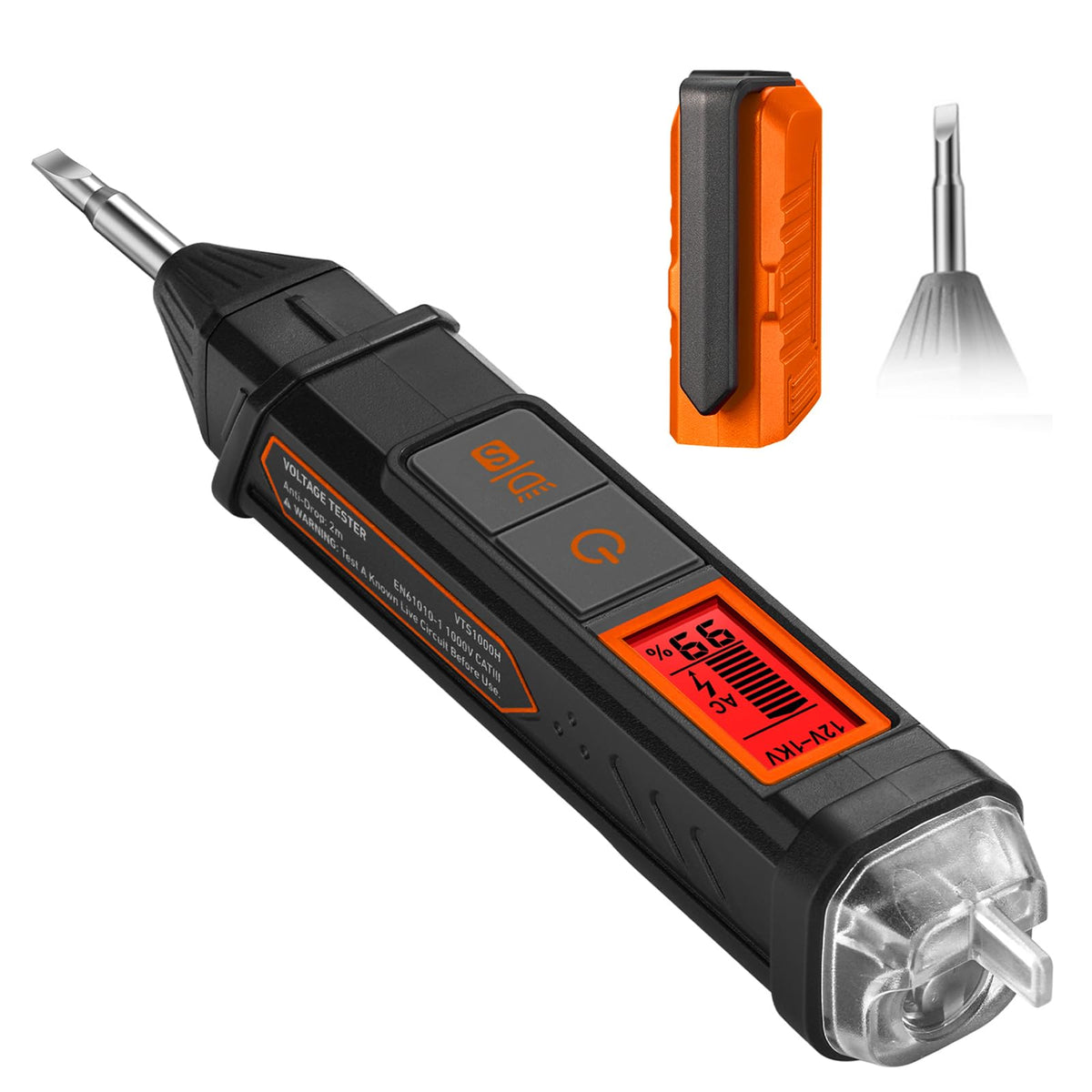 AstroAI front view showing tester profile and clip, improves portability