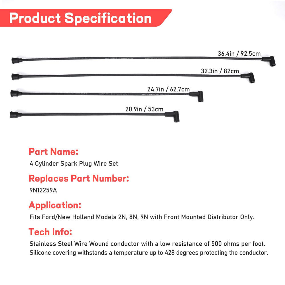 atesilor spark plug wires label and part number 9N12259A indicating proper replacement