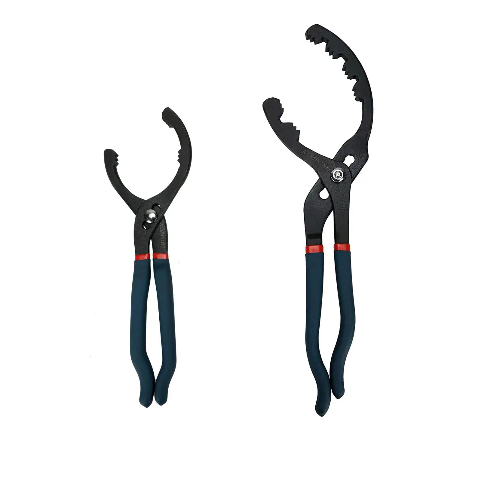 ATNHYING front view of two-piece adjustable oil filter wrench set showing both sizes and benefit strong versatility