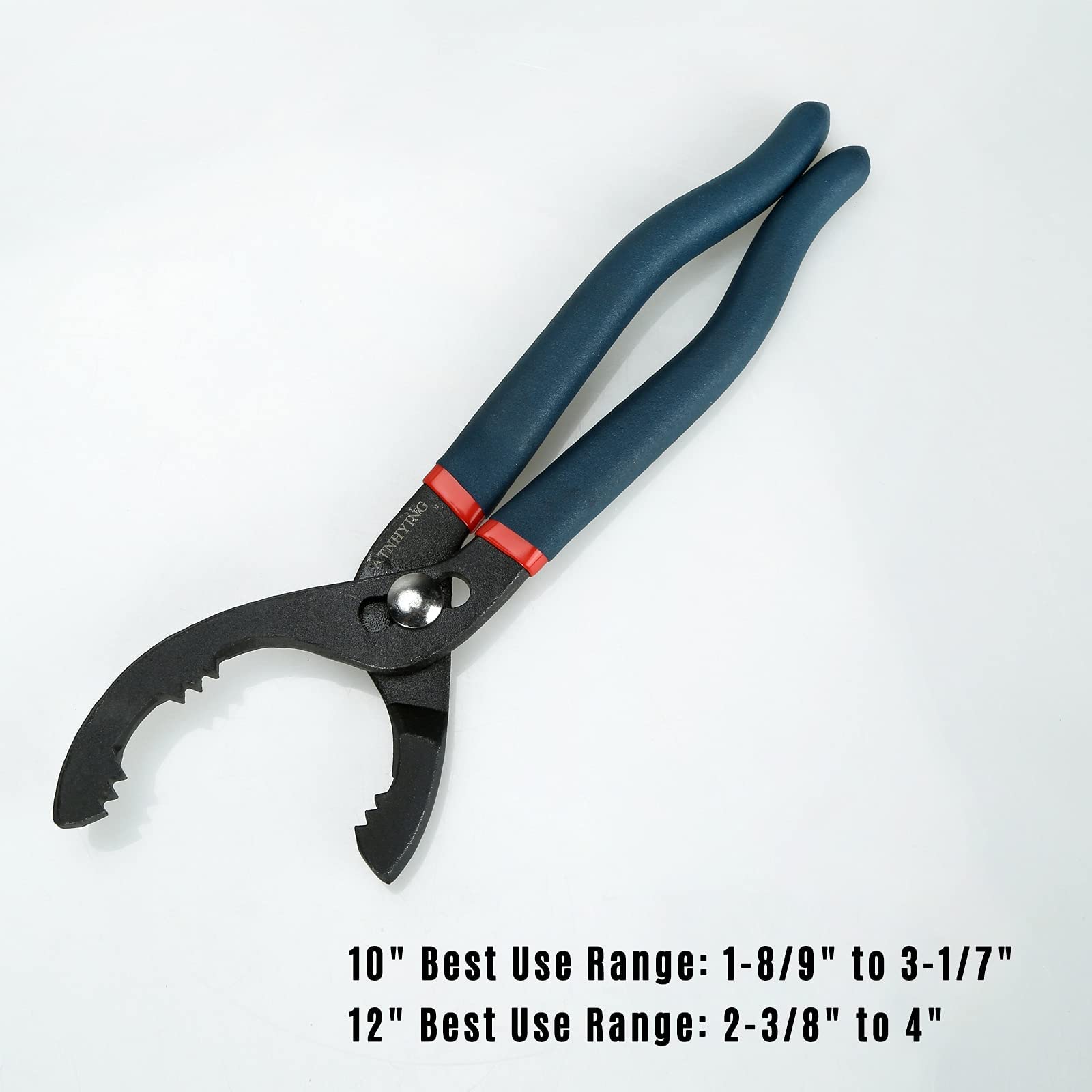 ATNHYING oil filter pliers in use on a car filter showcasing easier removal of stubborn filters
