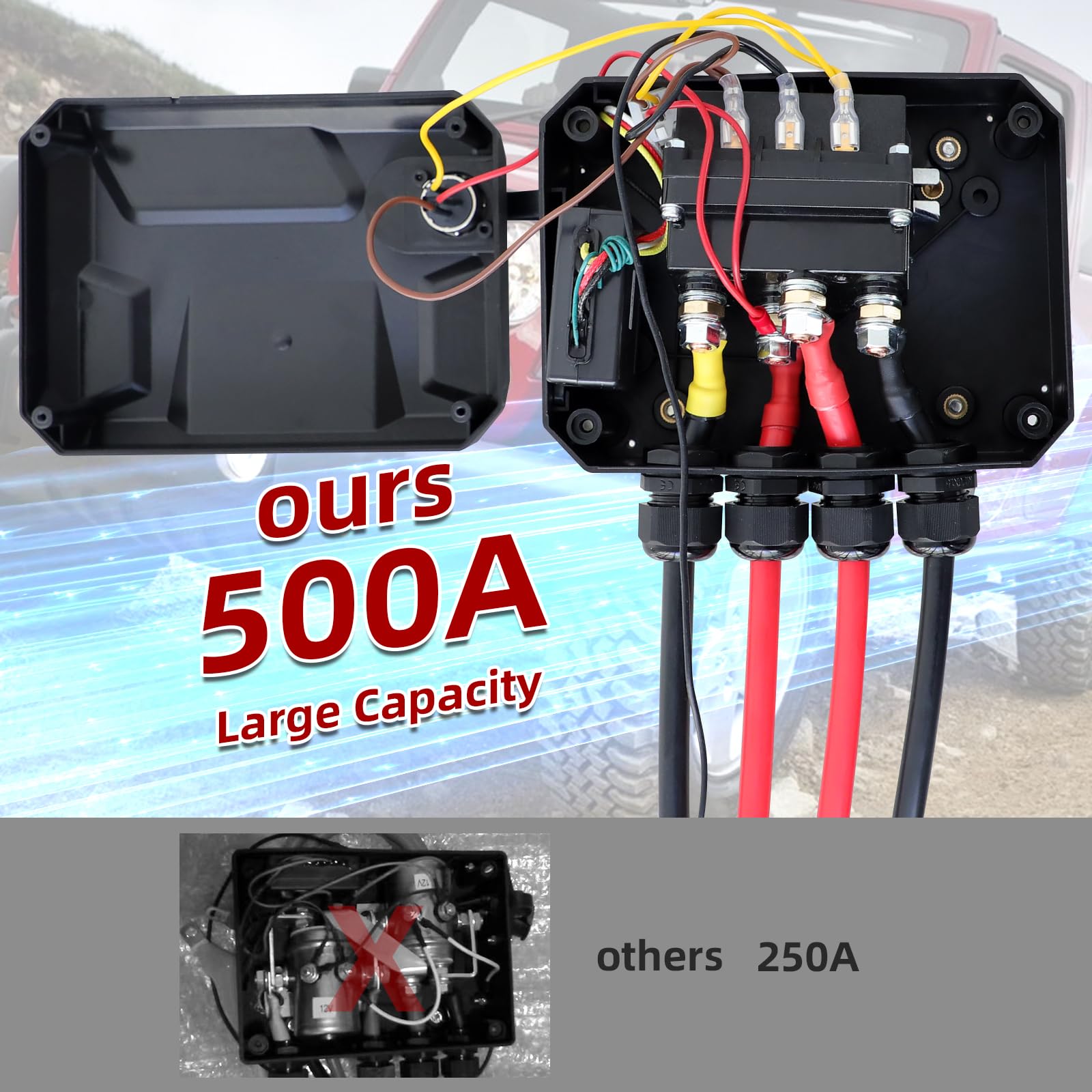 ATOLS 500A relay close-up of contacts providing heavy-load reliability