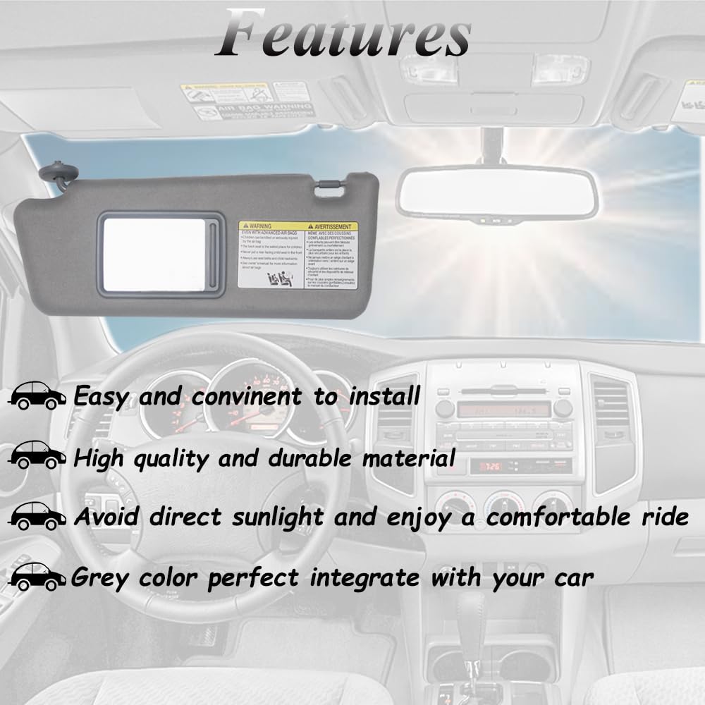 ATPSTOGO visor installed in Tacoma driver side demonstrating restored sun protection