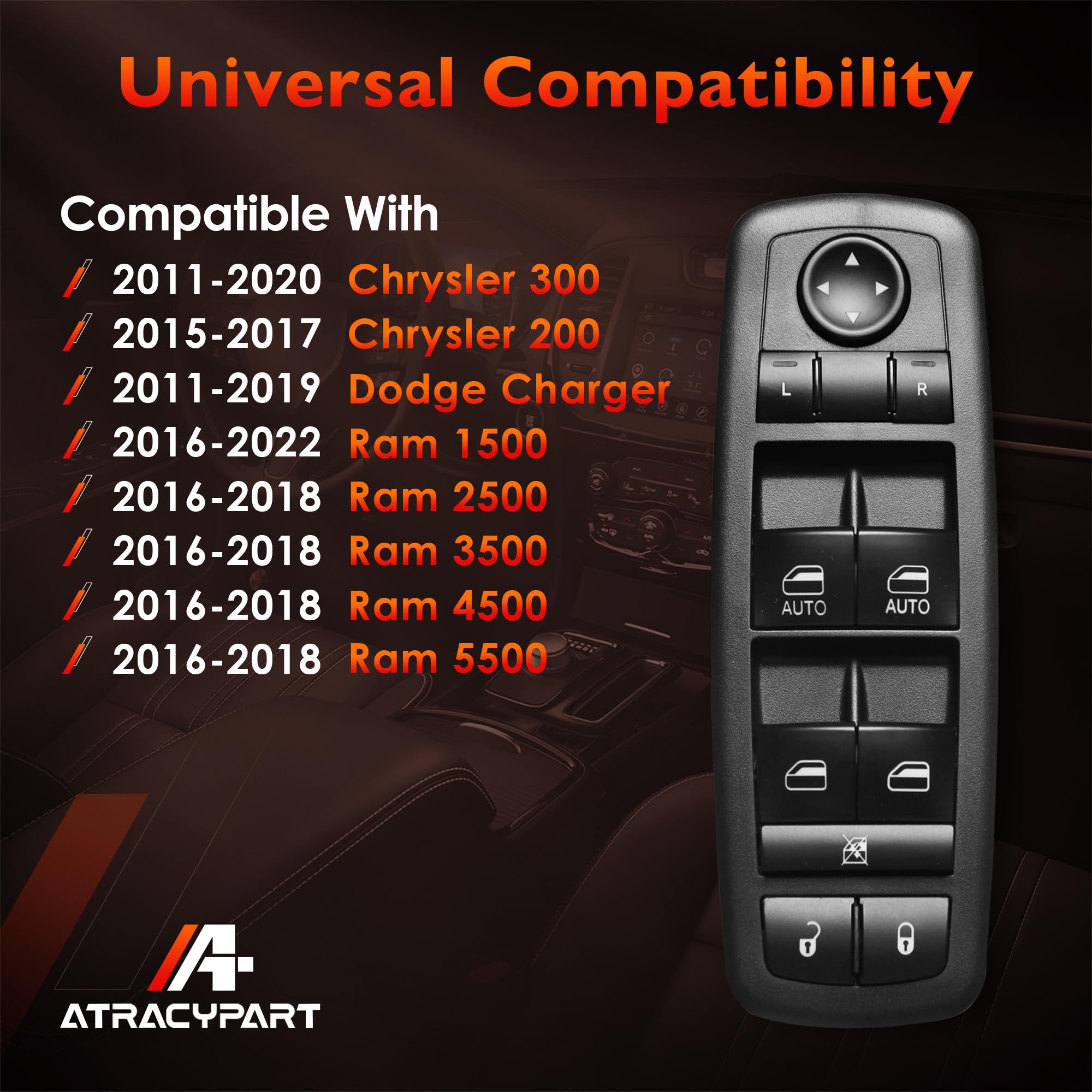 atracypart button layout close-up displays clear switch labels and ease