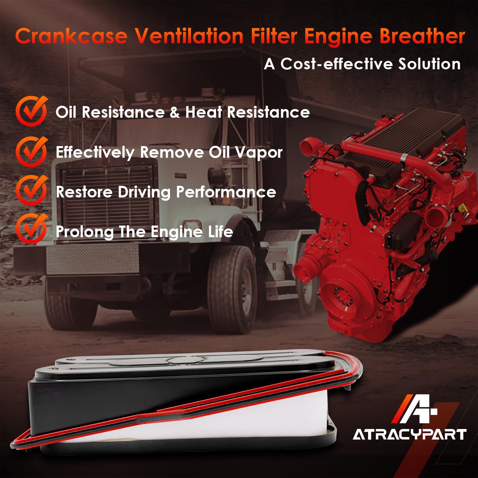 ATRACYPART breather installed on Cummins ISX engine illustrating correct fitment