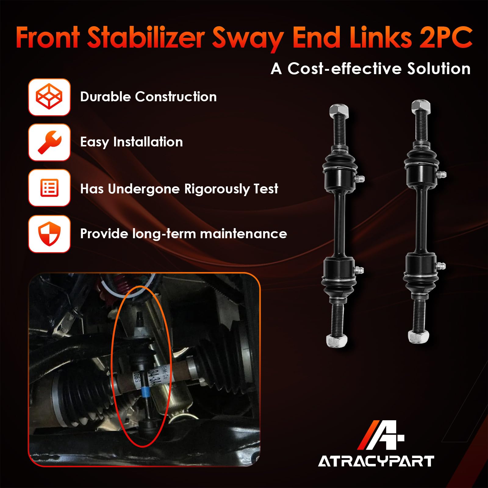 ATRACYPART installed under a Ford truck showing improved handling and reduced noise