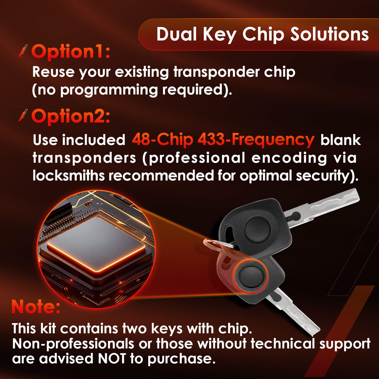 atracypart two keys with 48-chip 433MHz blanks for programming convenience