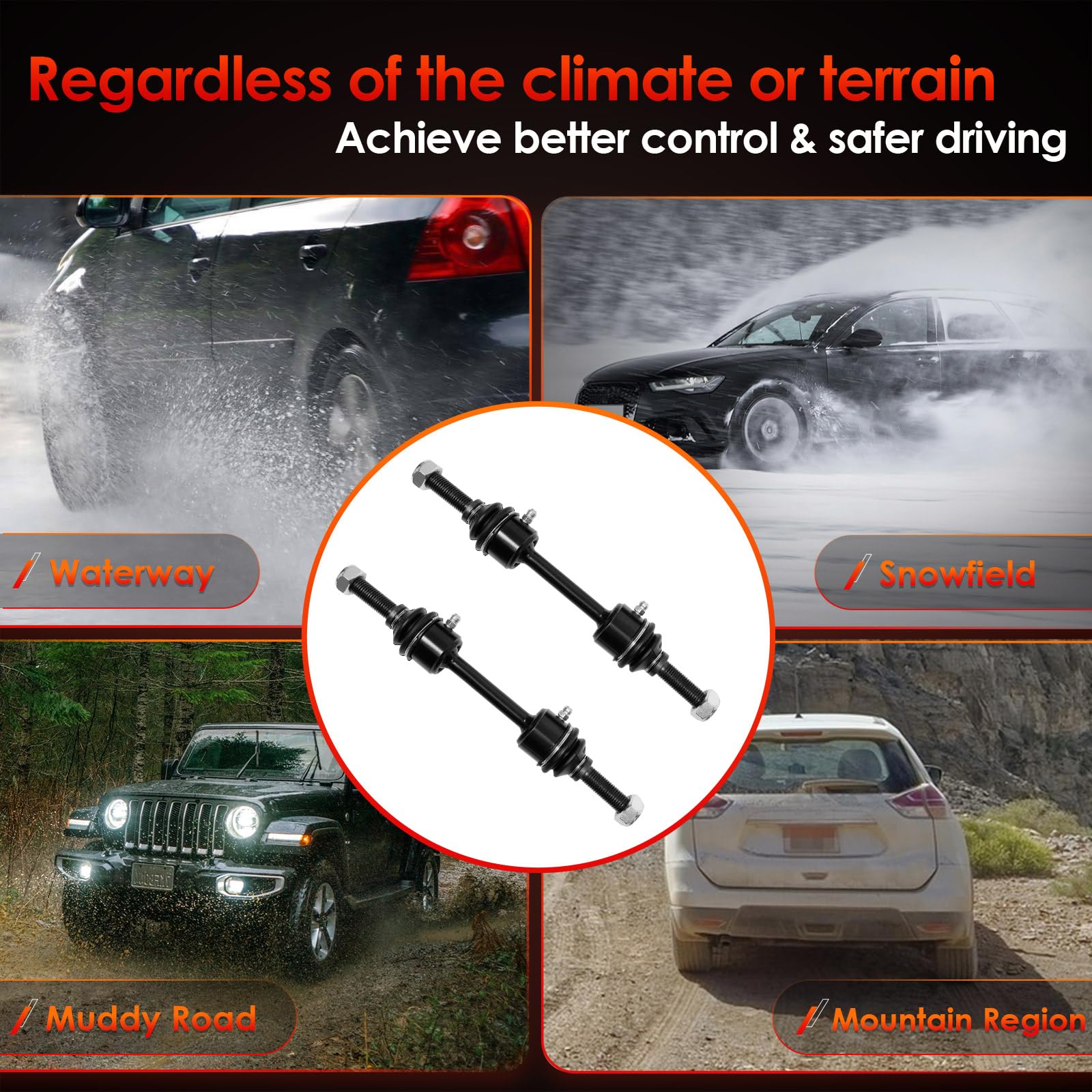 ATRACYPART sway bar links on truck in motion illustrating steadier cornering control