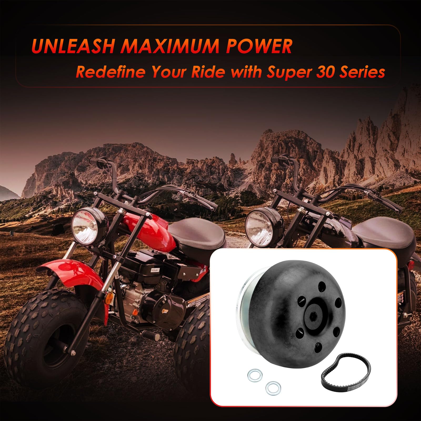 ATRACYPART installed on a mini bike during ride showing stronger acceleration and control benefit