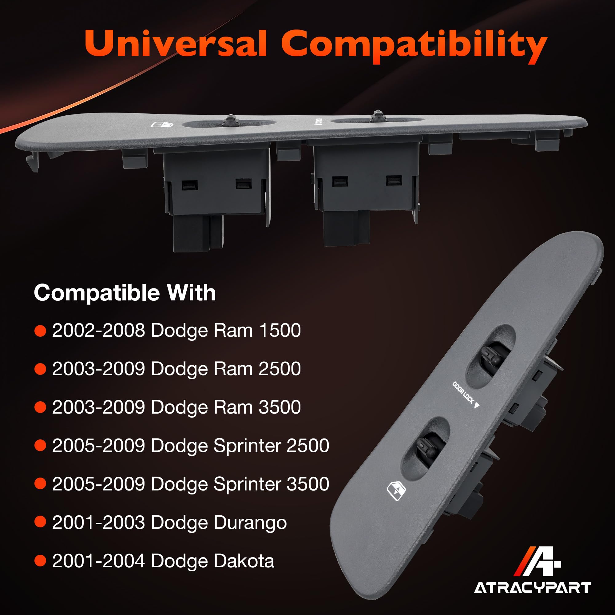 ATRACYPART switch side profile mounted demonstrating correct door panel alignment