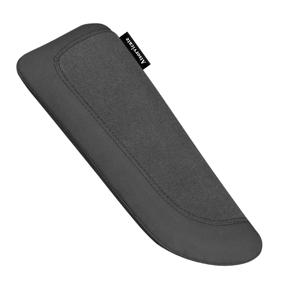Atsorvicate front view of right elbow pad showing sleek black leather for added comfort