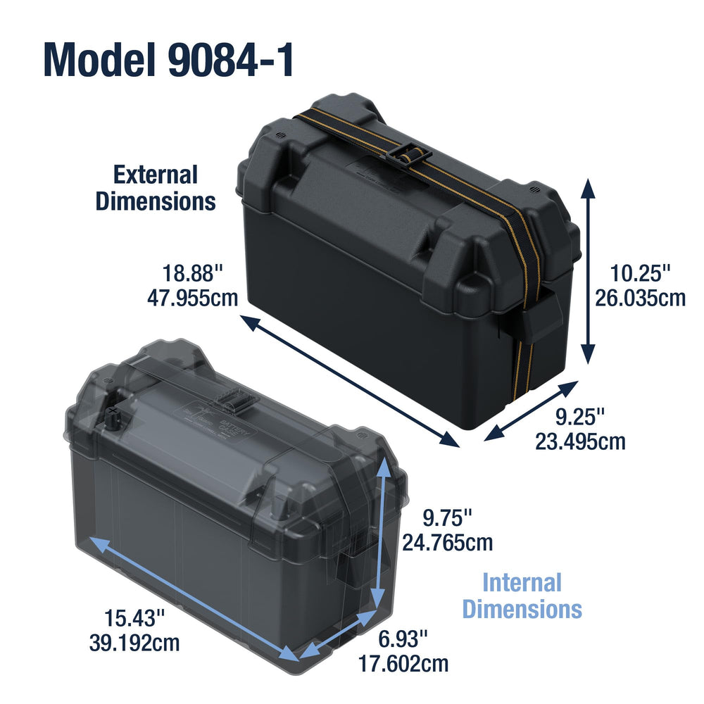 attwood battery box in boat stern lifestyle shot, marine-ready durability