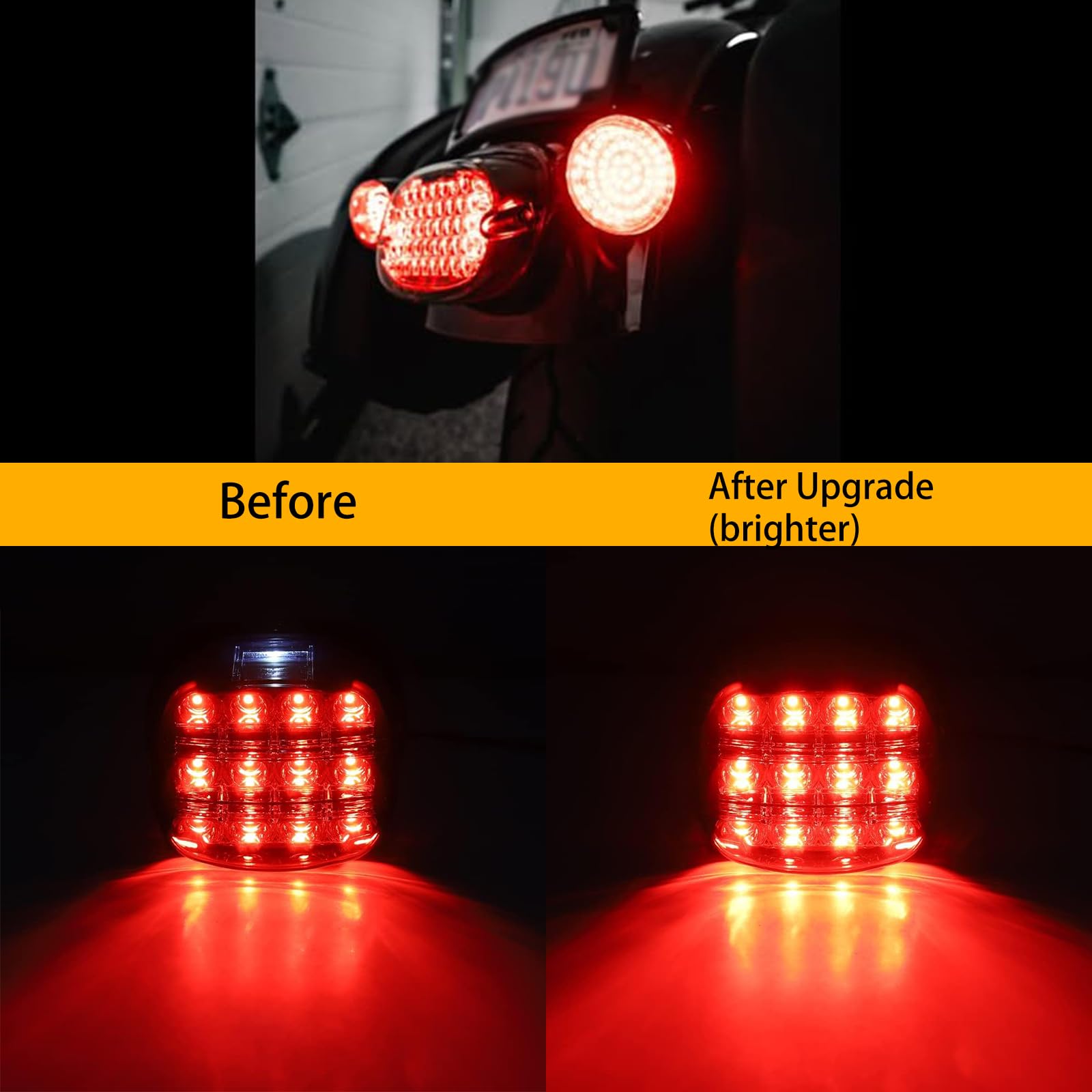 Atubeix strobe mode illuminated at night demonstrating increased noticeability to drivers