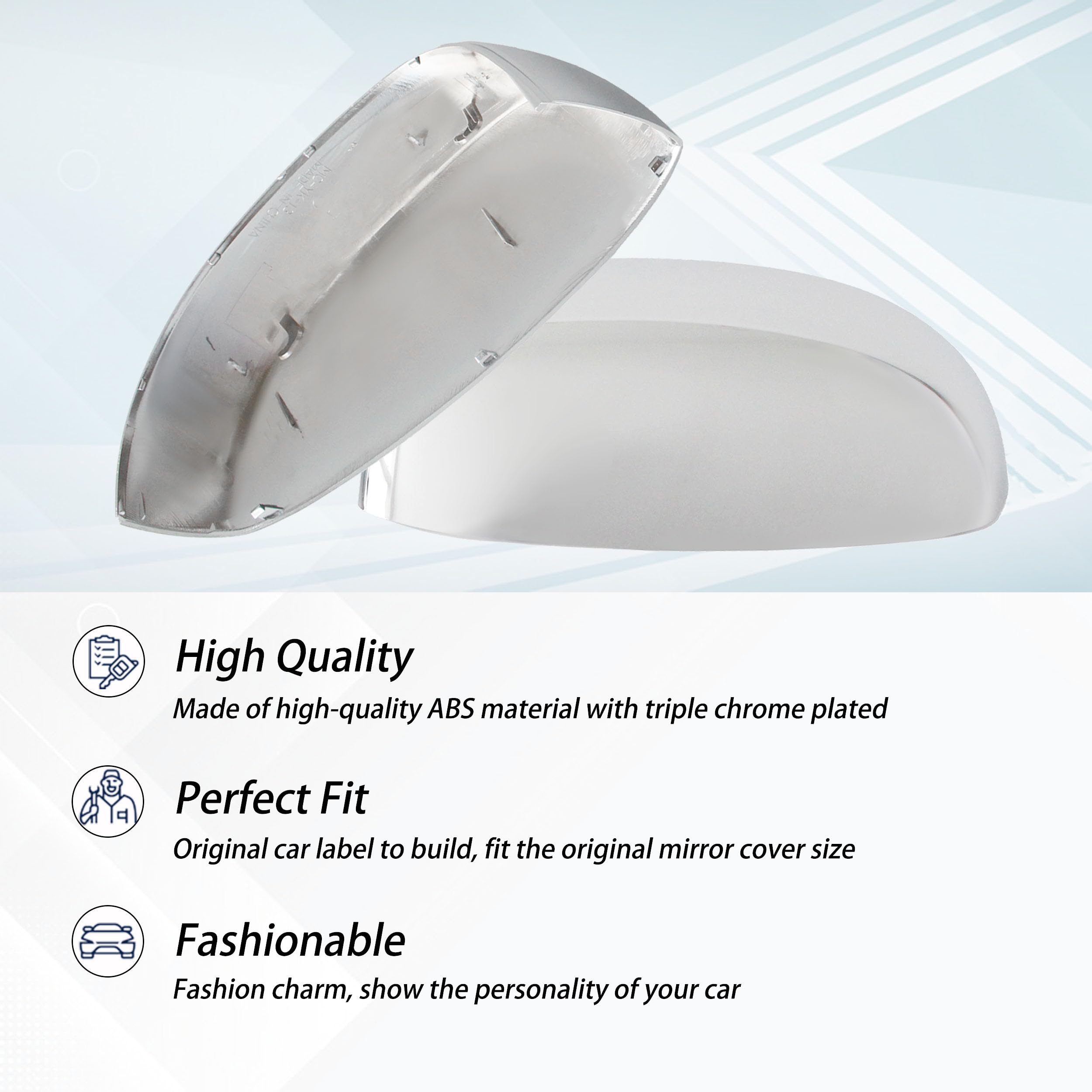 AUCERAMIC mirror cover beside ruler showing accurate OEM-compatible scale