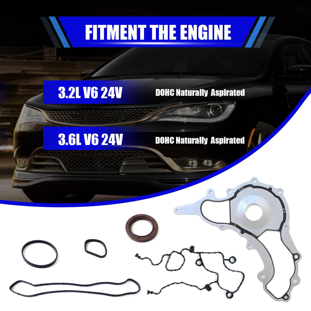 AUCERAMIC gasket installed on engine timing cover demonstrating leak prevention benefit
