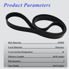 AUCERAMIC belt laid flat with ruler showing 69.01 inch effective length for correct fit