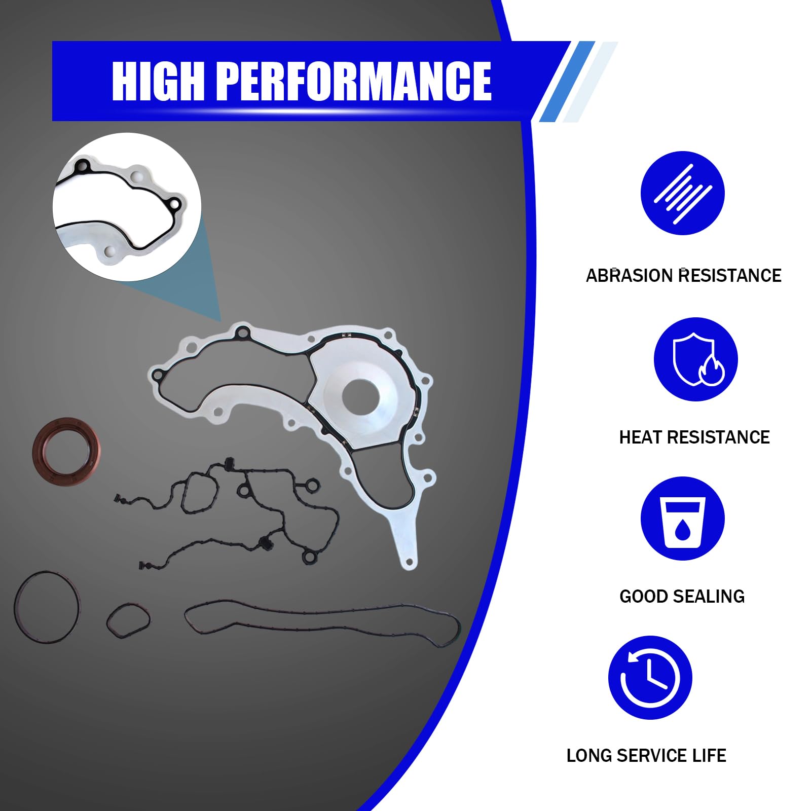 AUCERAMIC gasket set next to ruler showing scale and fitment clarity for buyers
