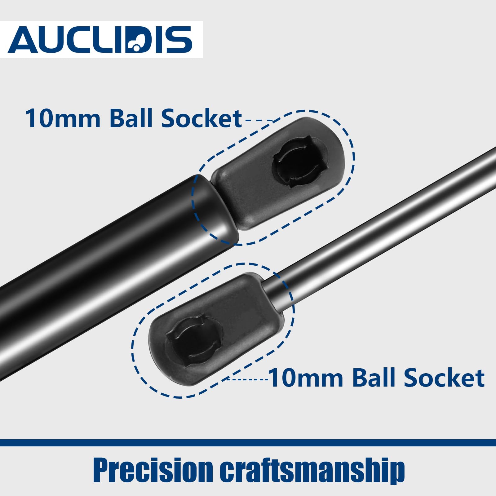 AUCLIDIS side profile of cylinder highlighting sealed gas body for durability