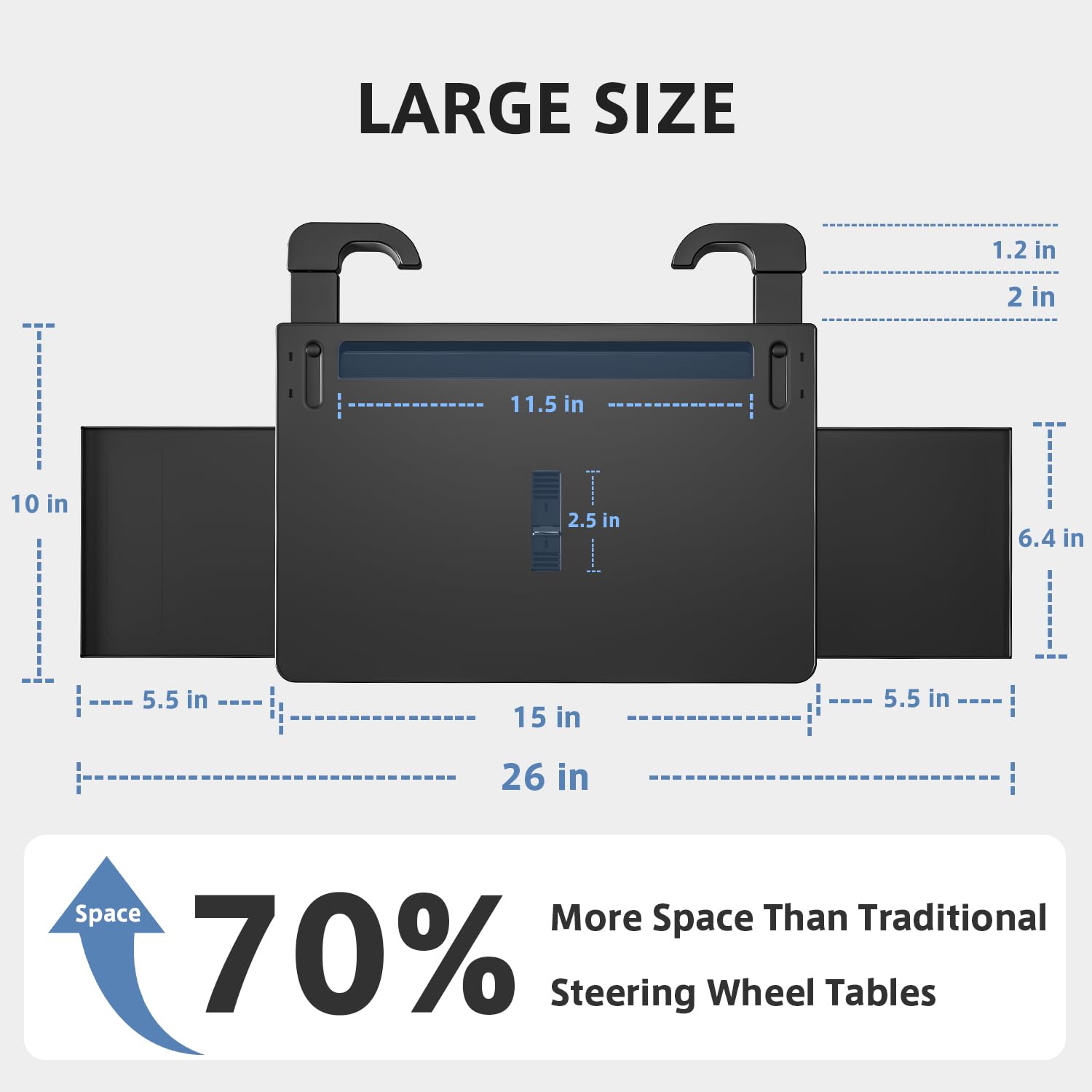 AUEOTUAR phone groove and clamp detail holds device upright for hands-free use