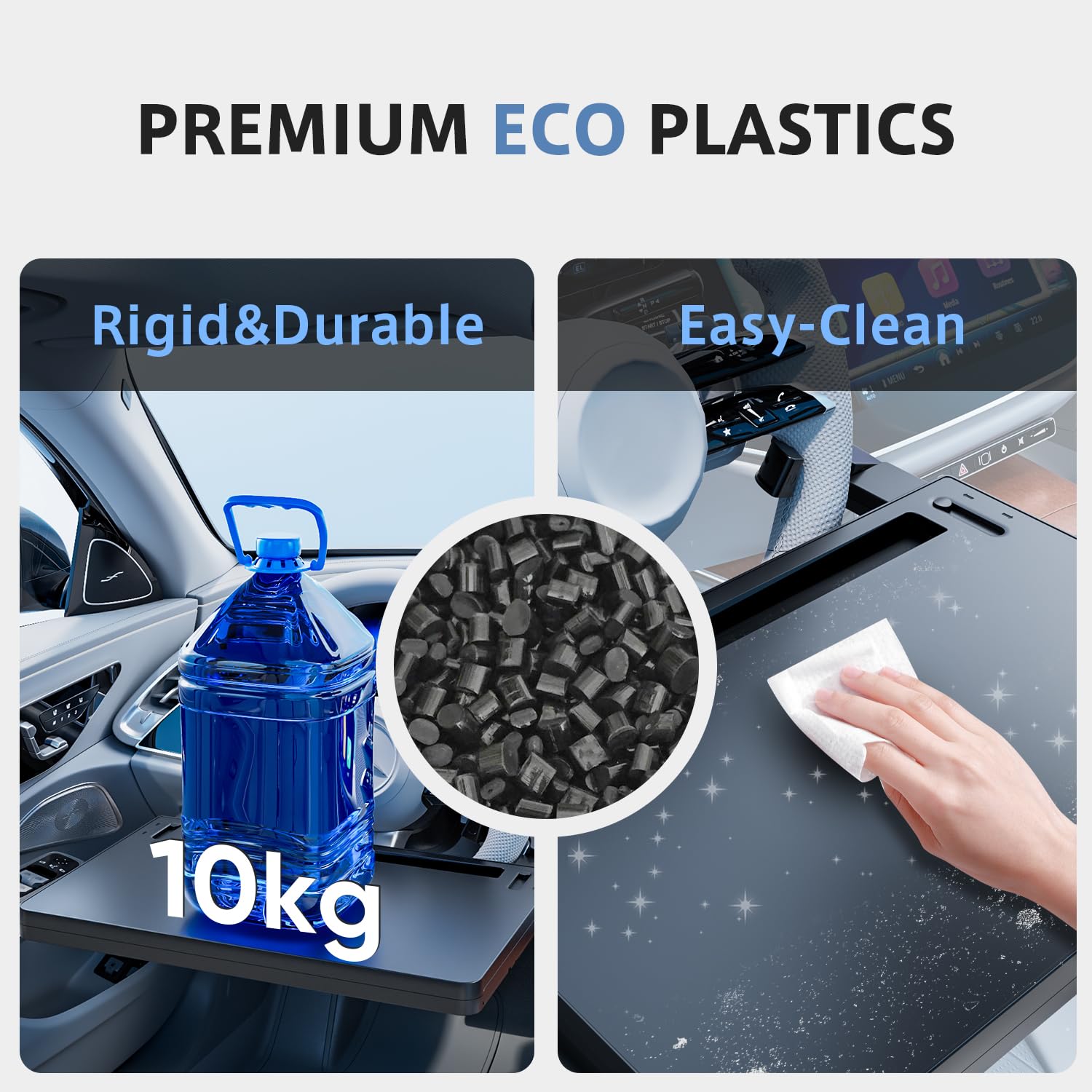 AUEOTUAR tray size scale beside steering wheel shows compact portable fit