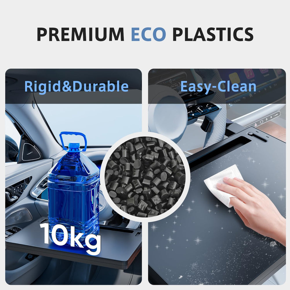 AUEOTUAR tray size scale beside steering wheel shows compact portable fit