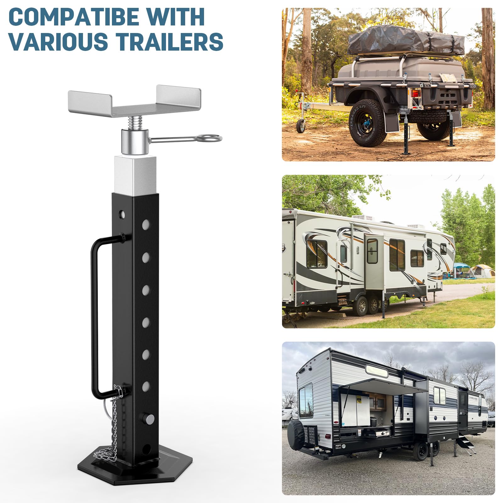 AUH installed at a campsite under slide-out showing safer, wobble-free living area benefit