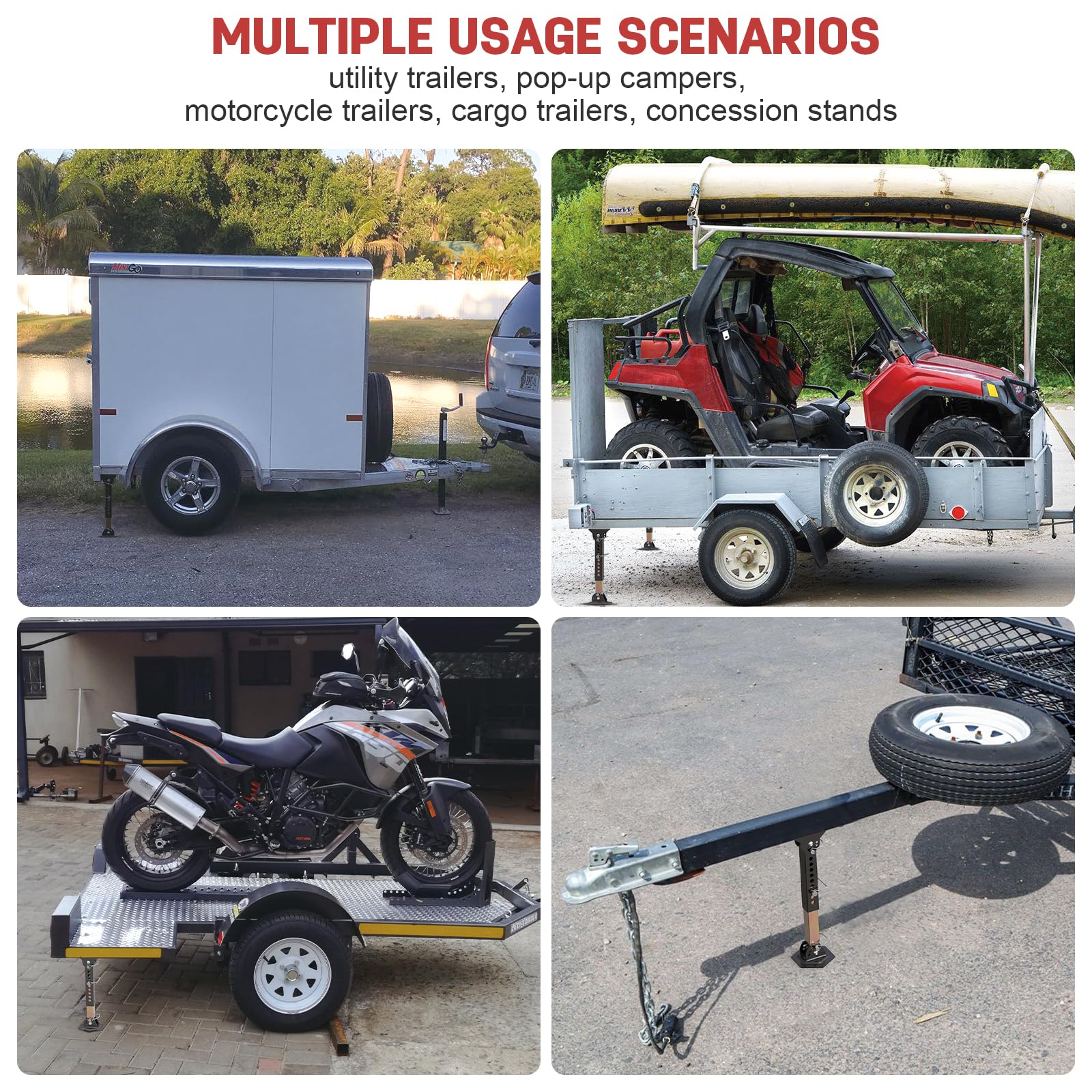 AUH lifestyle image at campsite showing stabilizer jacks improving trailer steadiness