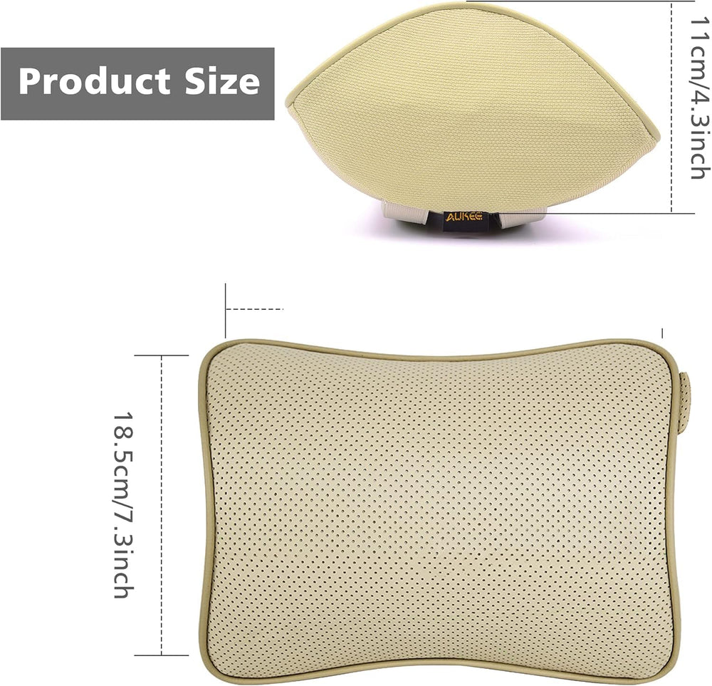 Aukee neck pillow beside hand showing compact size and real scale