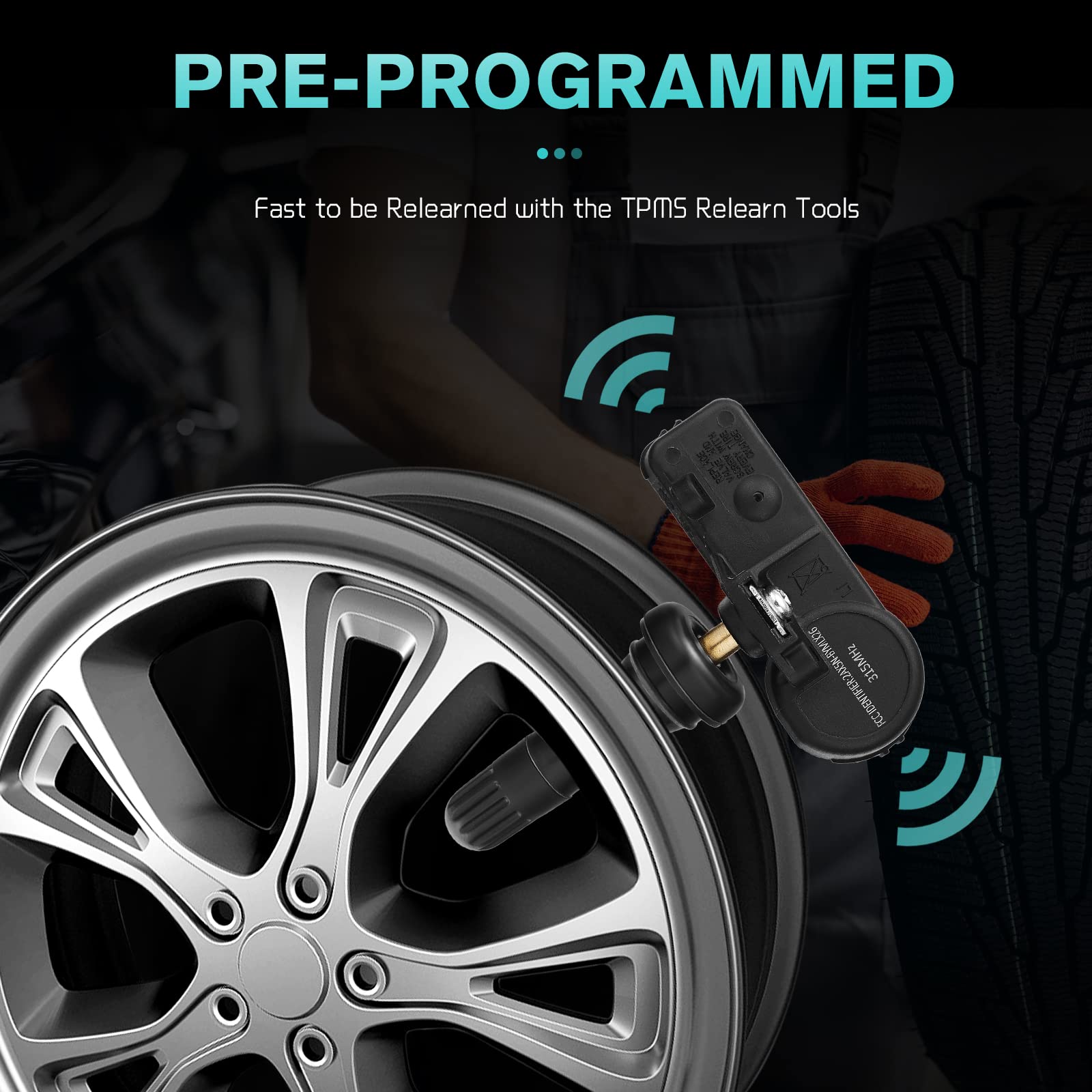 AULINK sensor mounted on car wheel showing correct installation and safety
