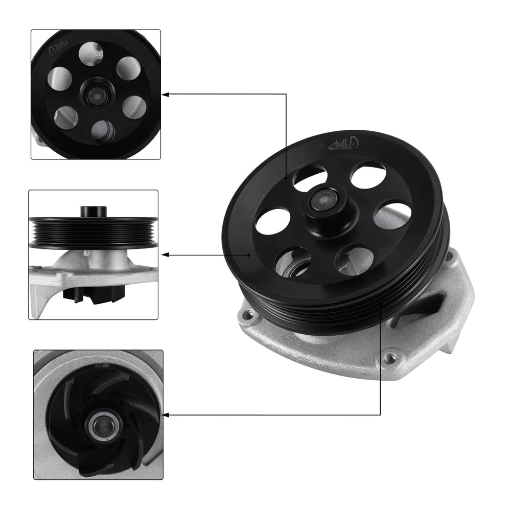 AULINK water pump backside with mounting points for accurate alignment benefit