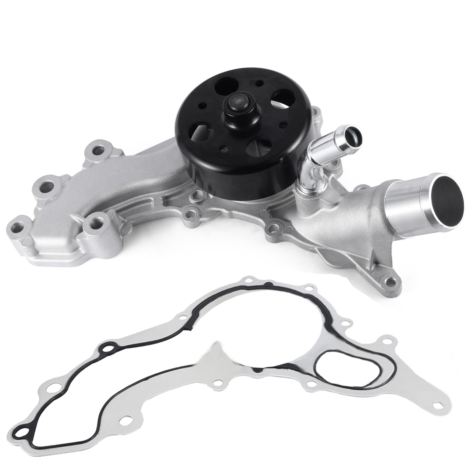AULINK water pump front view showing flange and pulley mounting for precise fit