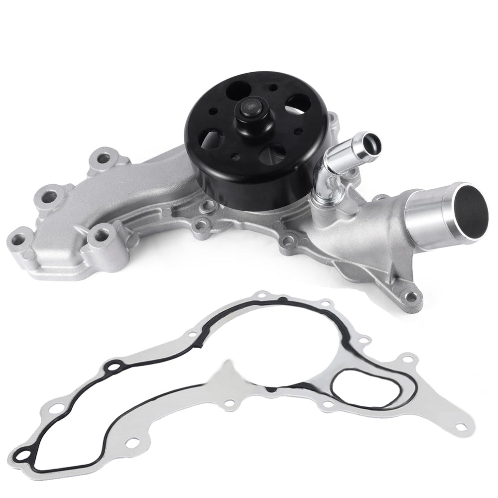 AULINK water pump front view showing flange and pulley mounting for precise fit