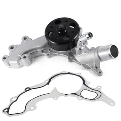 AULINK water pump front view showing flange and pulley mounting for precise fit