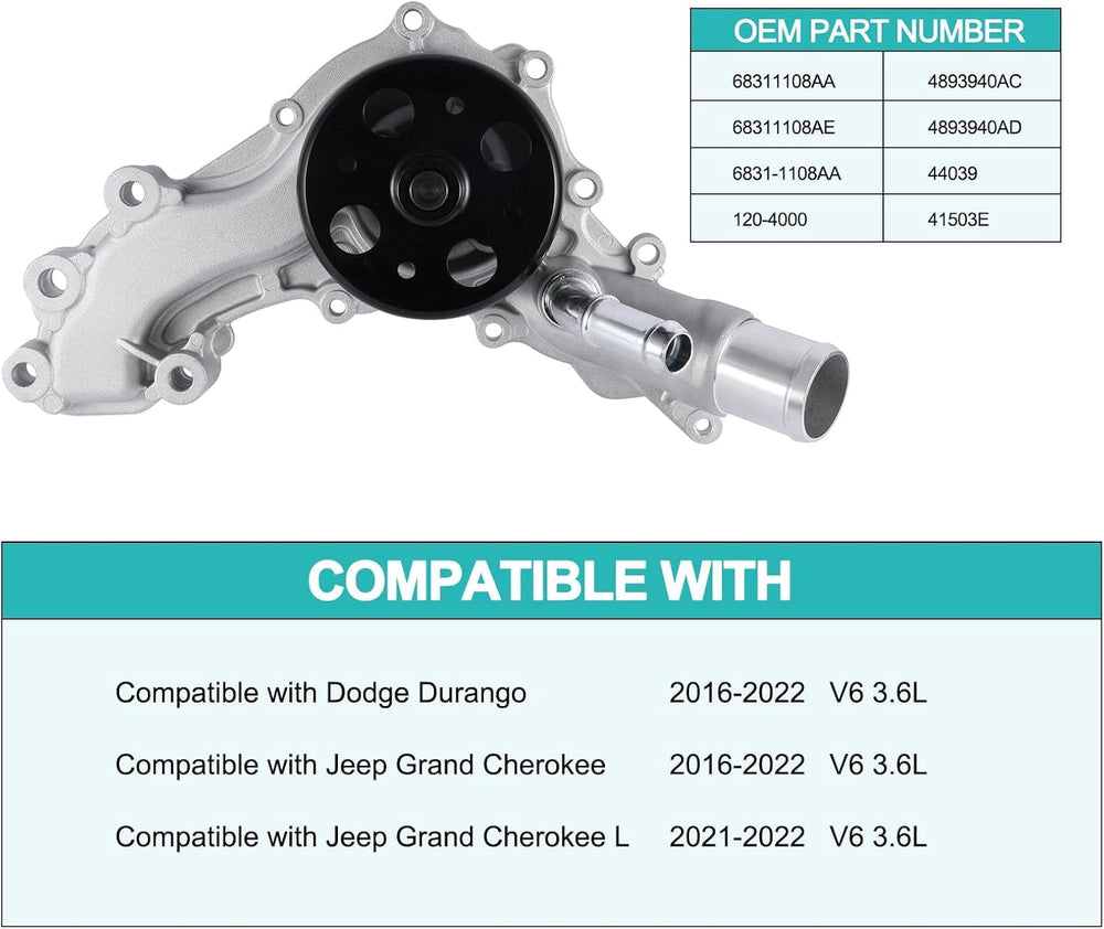 AULINK water pump with gaskets and seals included for straightforward installation