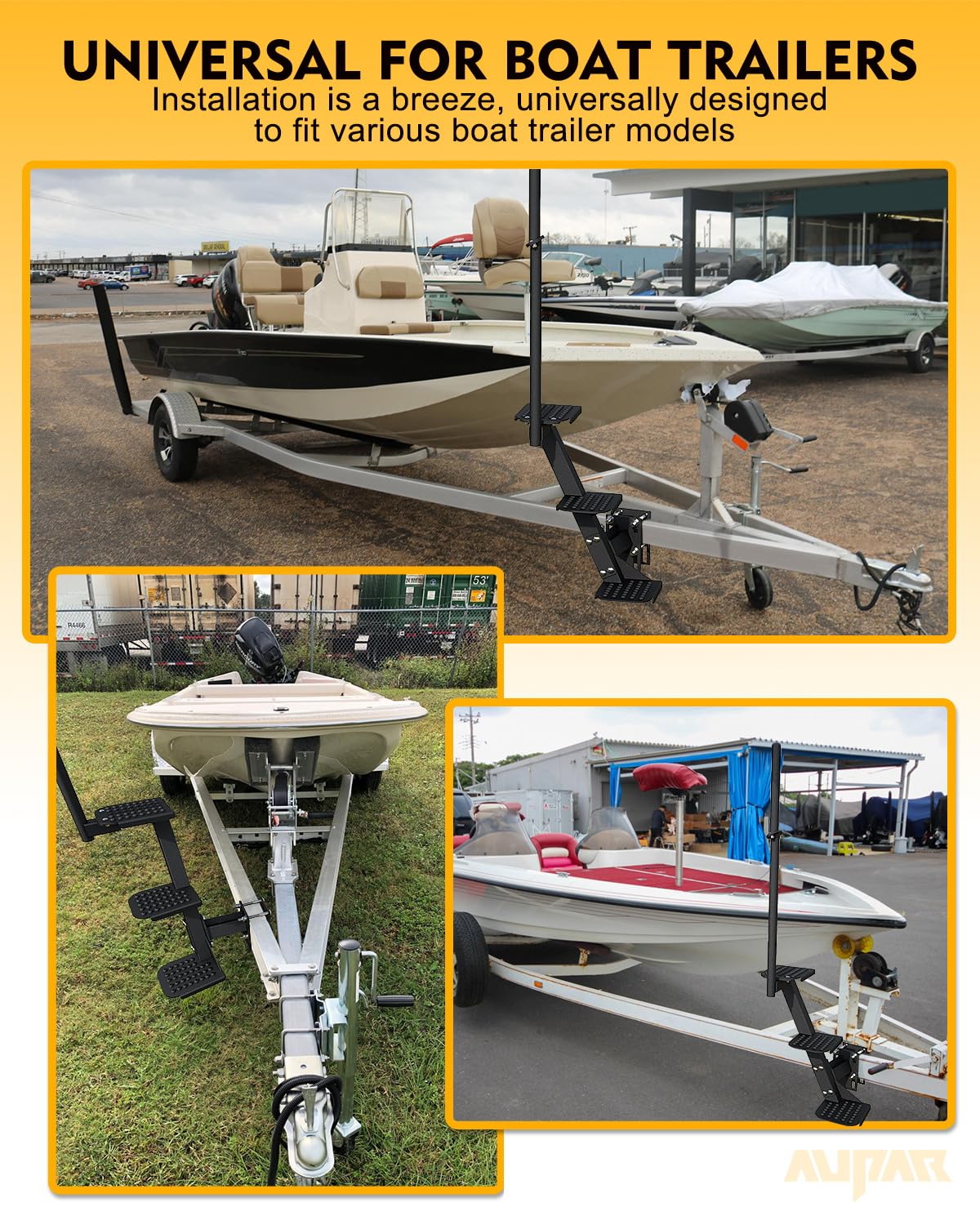 Aupar lifestyle shot at boat ramp demonstrating convenient boarding