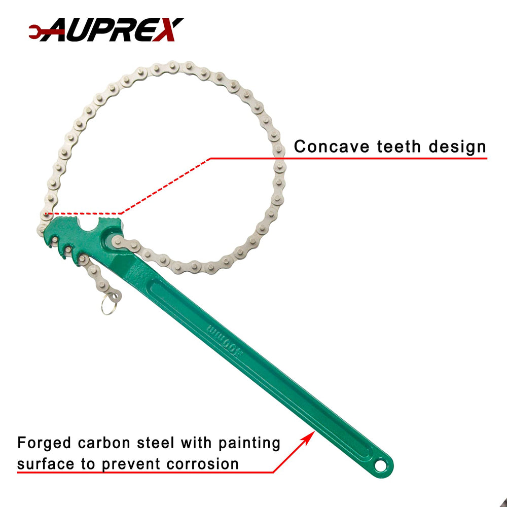 AUPREX full 27-inch chain laid out to show adjustable size capability