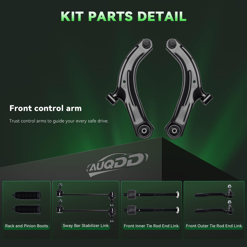 AUQDD outer and inner tie rod ends detail showing precise fitment and steering benefit