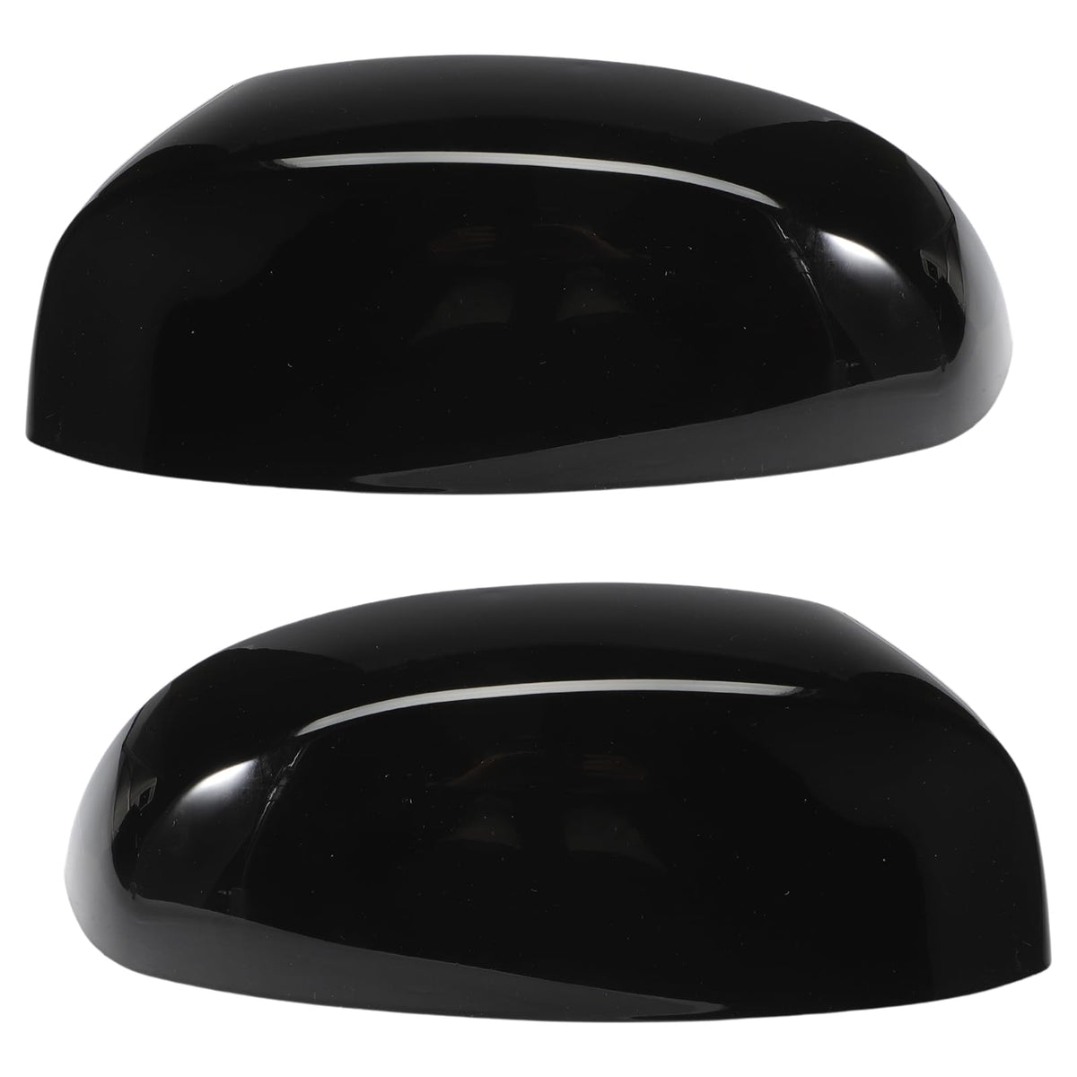 AUROLYNNE gloss black mirror caps front view showing smooth finish and restored look