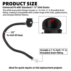 Aussio evacuation flange and cap close-up illustrating durable ABS construction