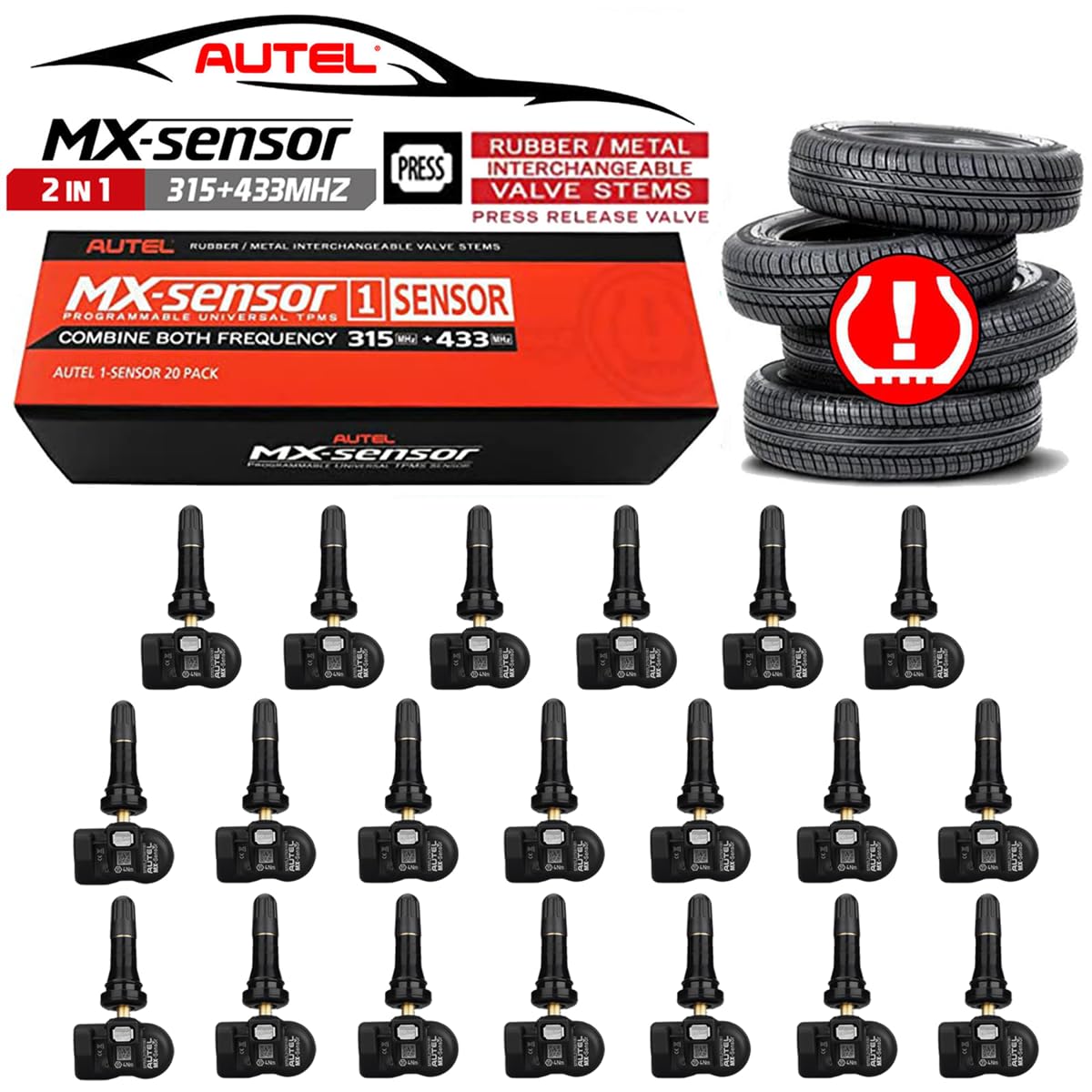 Autel sensor front box showing 20-pack and product information, ready for inventory