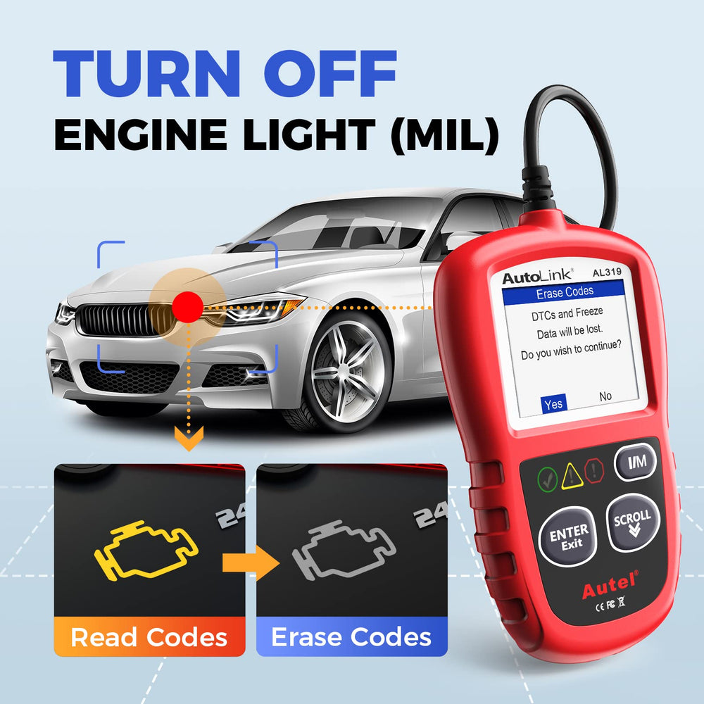 Autel AL319 connector and cable ready to plug into vehicle OBD2 port benefit