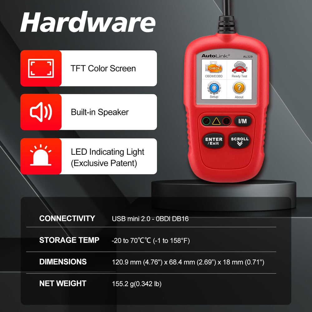 Autel AL329 used at vehicle obd port showing pre-inspection readiness check