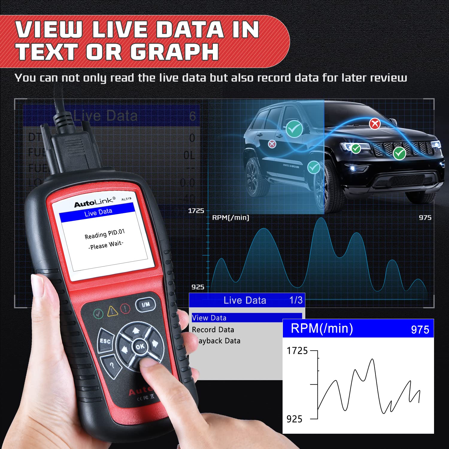 Autel AL519 code lookup screen with DTC description to speed repairs