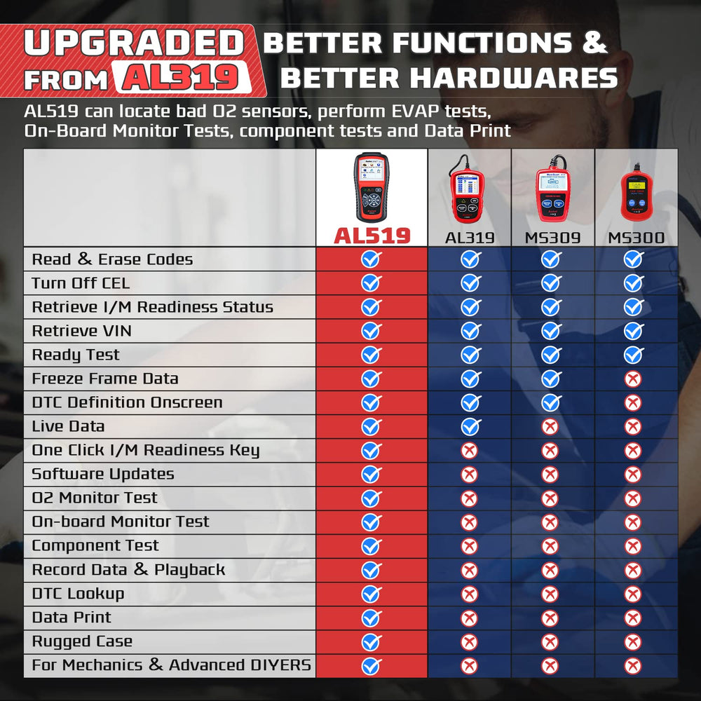 Autel AL519 freeze-frame details showing captured engine parameters for clarity